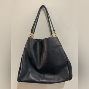 Navy blue leather and suede Coach purse